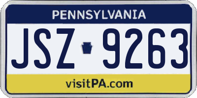 PA license plate JSZ9263