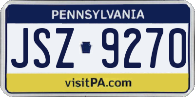 PA license plate JSZ9270