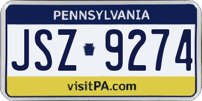 PA license plate JSZ9274