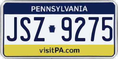 PA license plate JSZ9275