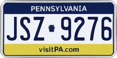 PA license plate JSZ9276