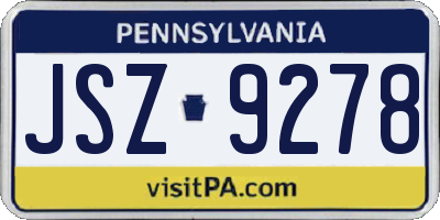 PA license plate JSZ9278