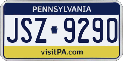 PA license plate JSZ9290