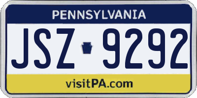 PA license plate JSZ9292