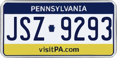 PA license plate JSZ9293