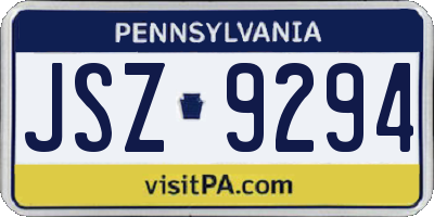 PA license plate JSZ9294