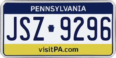 PA license plate JSZ9296