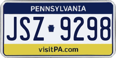 PA license plate JSZ9298