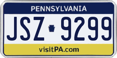 PA license plate JSZ9299