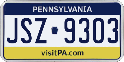 PA license plate JSZ9303
