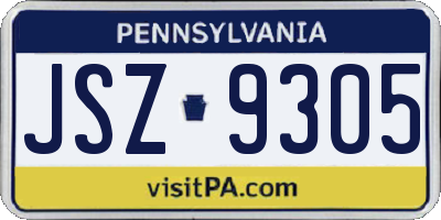 PA license plate JSZ9305