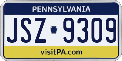 PA license plate JSZ9309