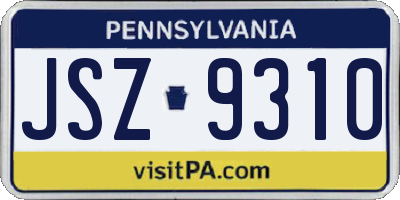 PA license plate JSZ9310