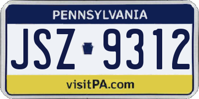 PA license plate JSZ9312