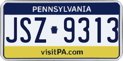PA license plate JSZ9313