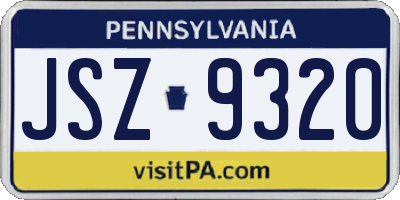PA license plate JSZ9320