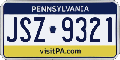 PA license plate JSZ9321