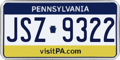 PA license plate JSZ9322