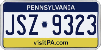 PA license plate JSZ9323