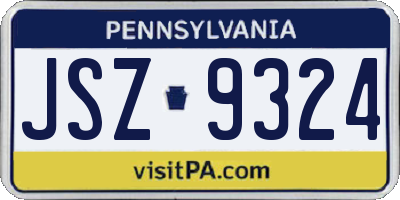 PA license plate JSZ9324