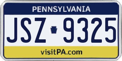 PA license plate JSZ9325