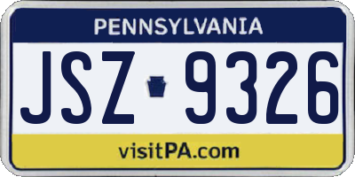 PA license plate JSZ9326
