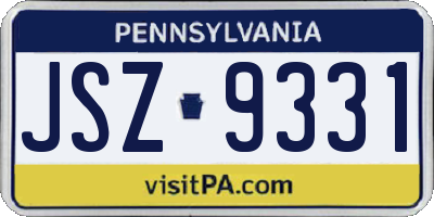 PA license plate JSZ9331