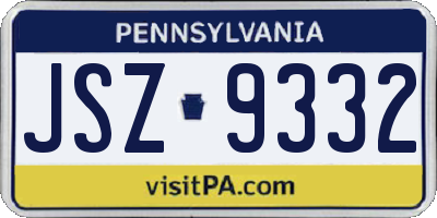 PA license plate JSZ9332