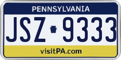 PA license plate JSZ9333