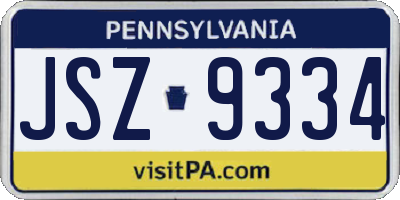 PA license plate JSZ9334