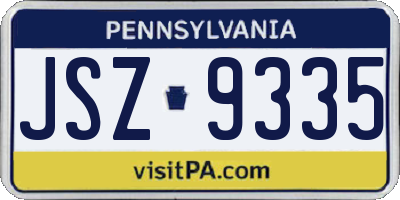 PA license plate JSZ9335
