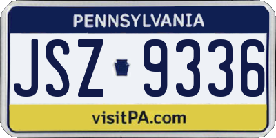 PA license plate JSZ9336