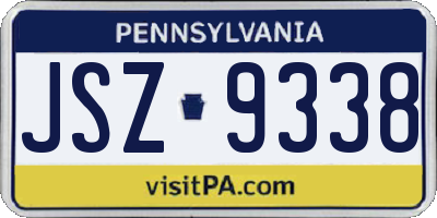 PA license plate JSZ9338