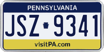 PA license plate JSZ9341