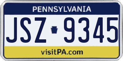 PA license plate JSZ9345