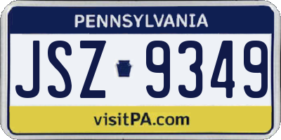 PA license plate JSZ9349