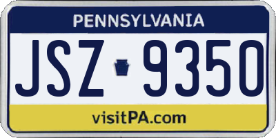 PA license plate JSZ9350