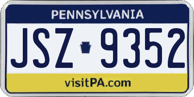 PA license plate JSZ9352