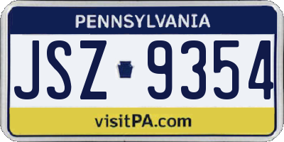 PA license plate JSZ9354