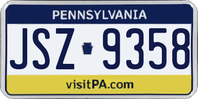 PA license plate JSZ9358
