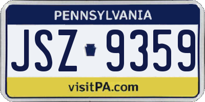 PA license plate JSZ9359