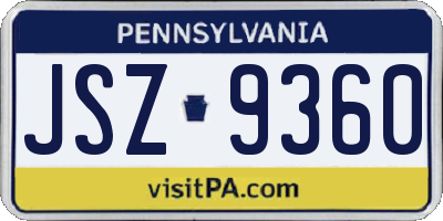 PA license plate JSZ9360