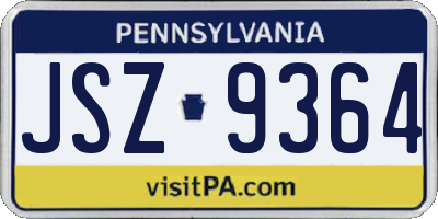 PA license plate JSZ9364