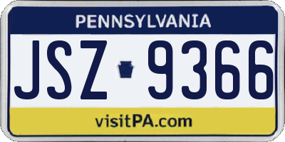 PA license plate JSZ9366