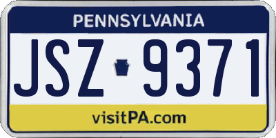PA license plate JSZ9371