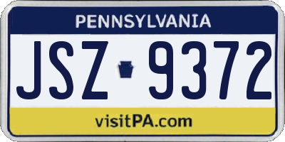PA license plate JSZ9372