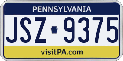 PA license plate JSZ9375