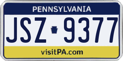 PA license plate JSZ9377
