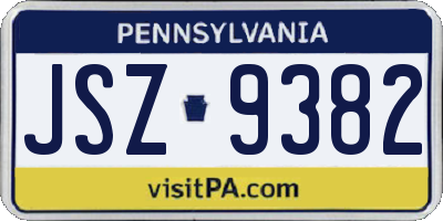 PA license plate JSZ9382