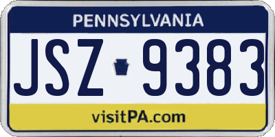 PA license plate JSZ9383